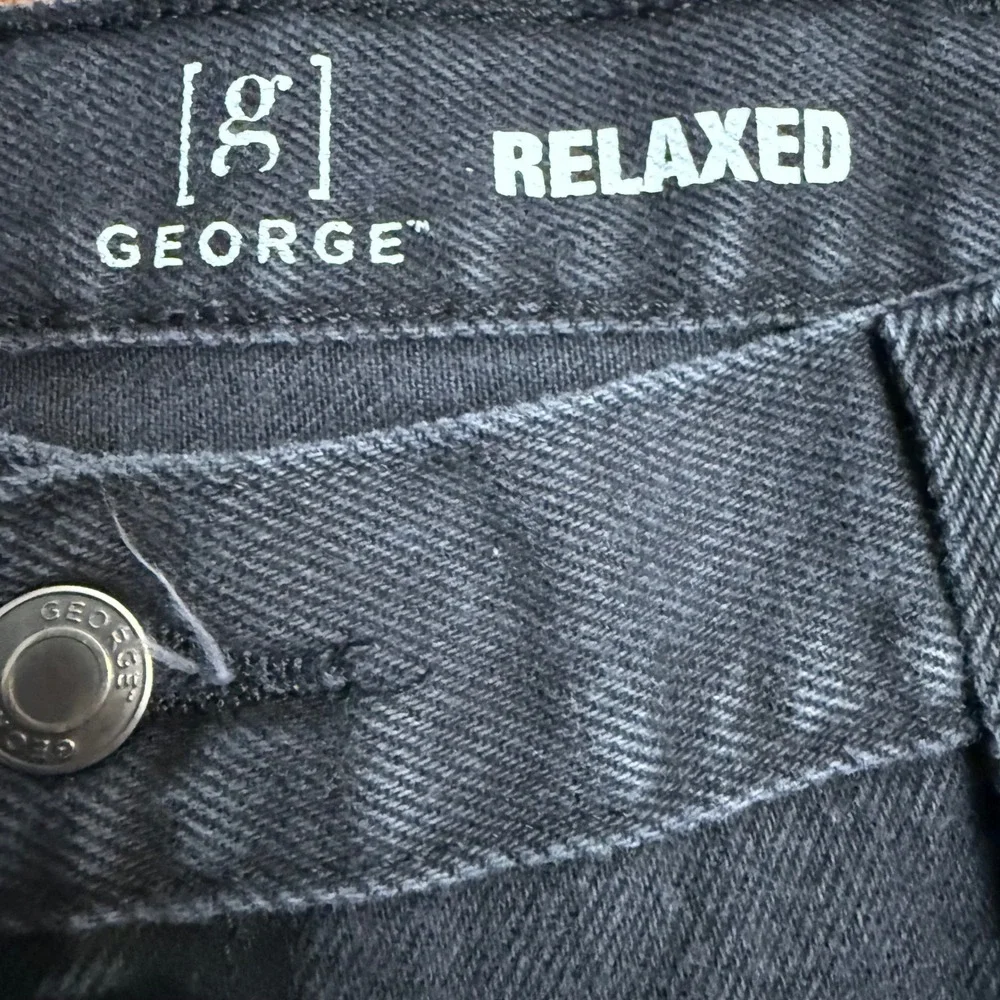 George Mens Black‎ Relaxed Fit Jeans 40x30 (40x25) Cotton Denim